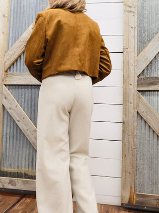 Front Pleated Wide Leg Trouser