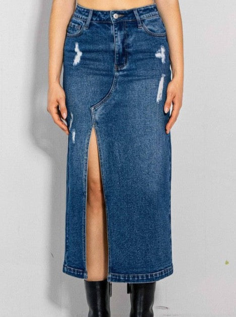 H Line Column Denim Skirt