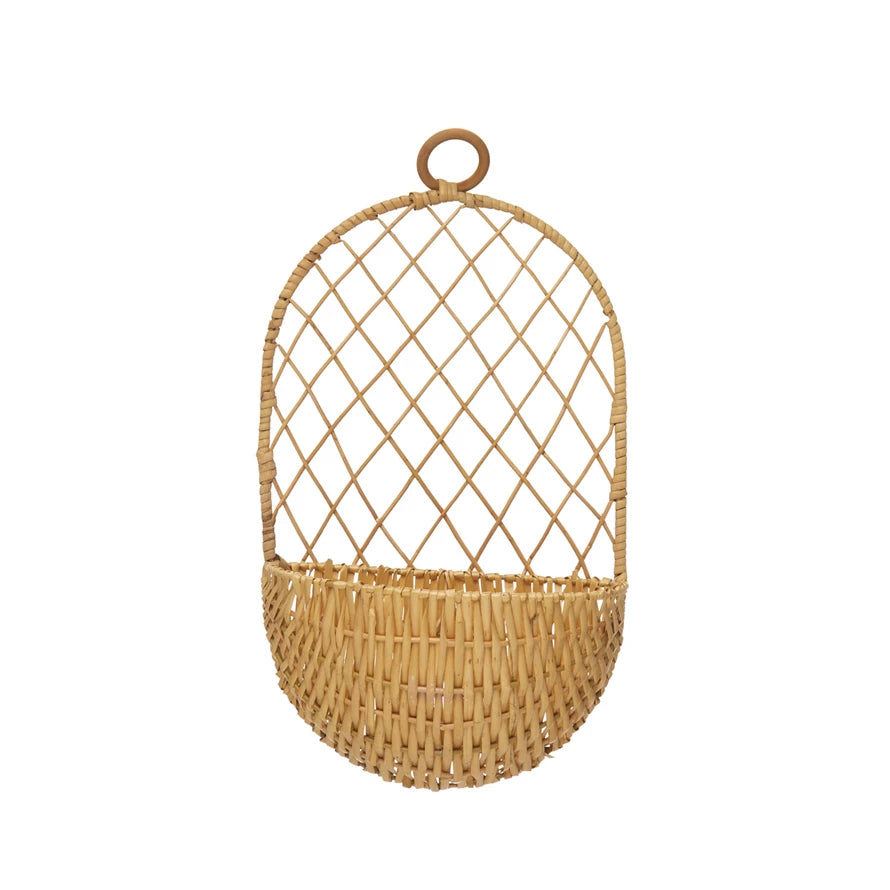 Hand Woven Hanging Wicker Basket