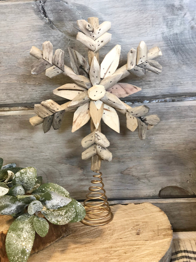Handmade Driftwood Snowflake Tree Topper