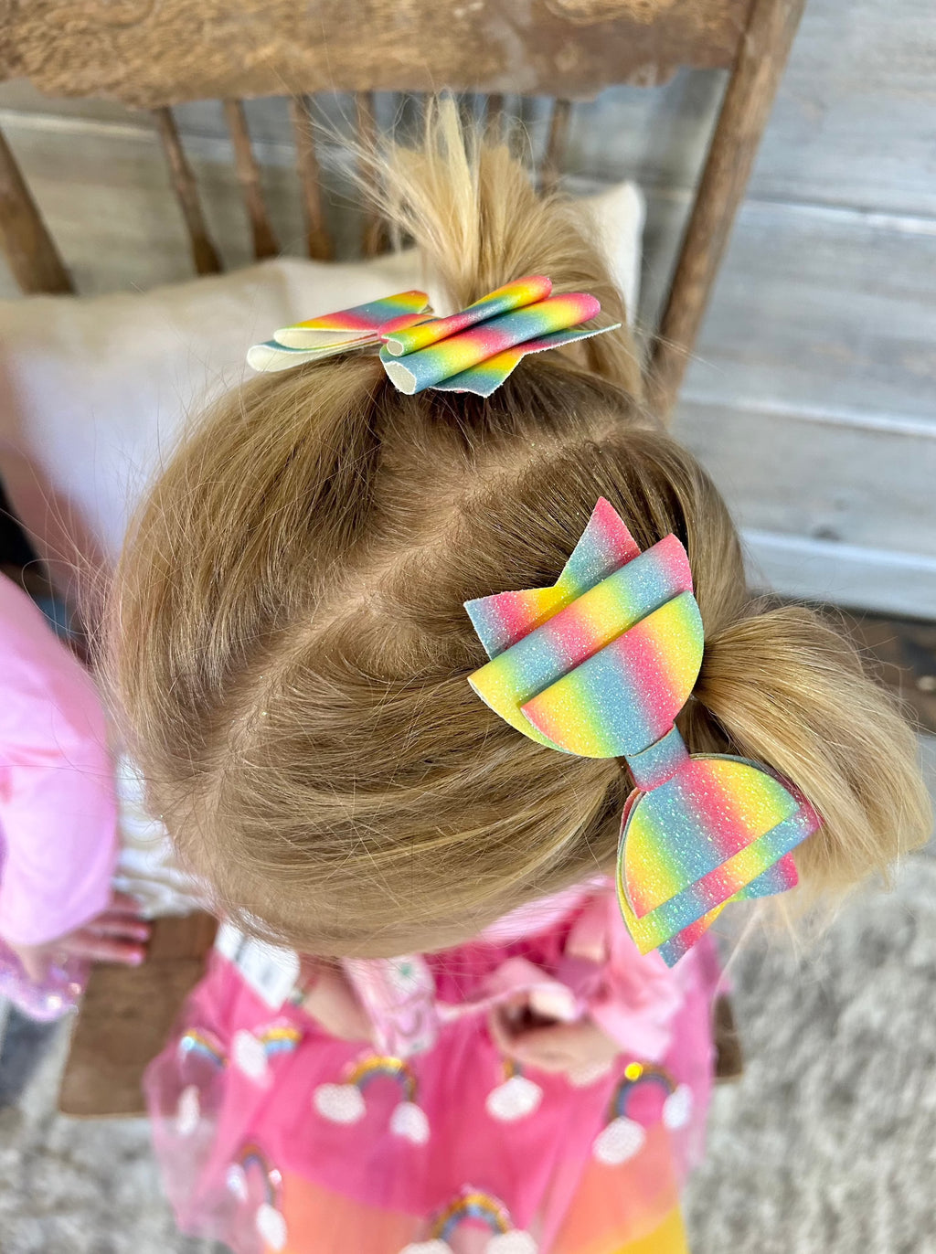 Rainbow Ombre Bow Hair Clip