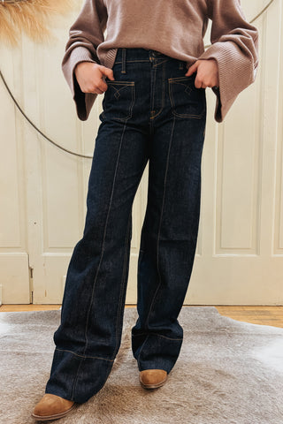 Ultra High Rise Tomboy Western Wide Leg Jean