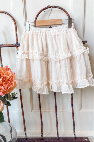 Girls Swiss Dot Ruffle Mini Skirt