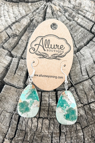 Tear Drop Turquoise Slab Earring