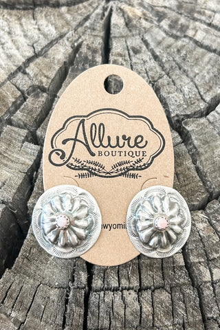 Concho Earring with Pink Conch