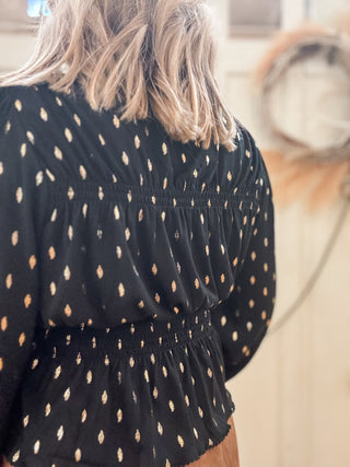 Black + Gold Peplum Blouse