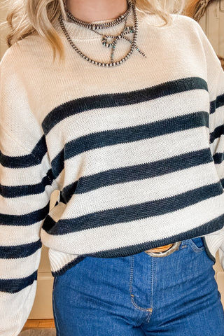 Cream + Black Stripe Sweater