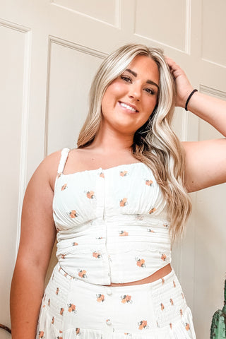 Flower Print Laced Corset