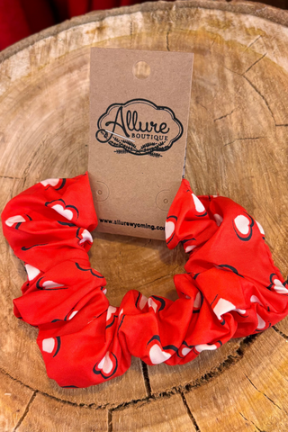 Red + Black + White Valentines Heart Scrunchie