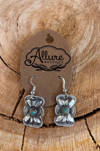 Stamped Rectangle  Concho Earrings