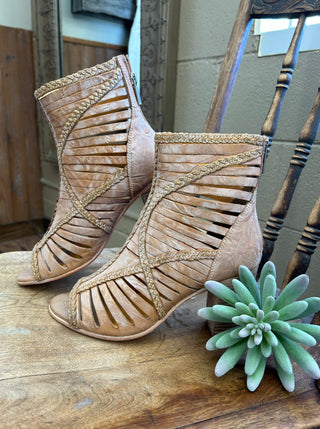 Pebble Roc Pecan Open Toe Bootie