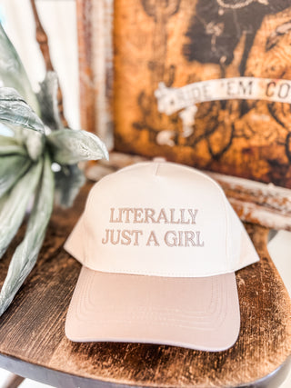 Literally Just A Girl Baseball Cap - Beige