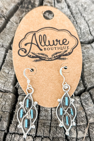 Quad Stone Kingman Turq Fleur Drop Earrings