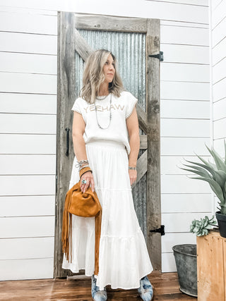 White Tiered Maxi Skirt