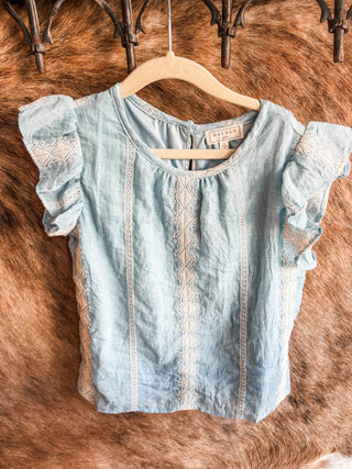 Girls Eyelet Embroidered Ruffle Tank