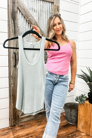 Seafoam Scoop Neck Knit Tank