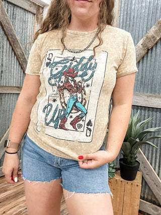 Giddy Up Graphic Tee Khaki