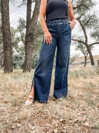Weekender Wide Leg Jean + Side Slit