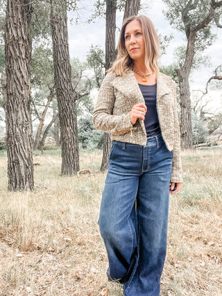 Collarless Moto Jacket