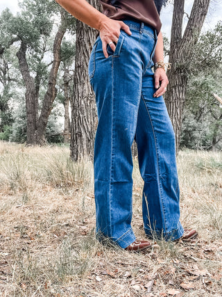 Audrey Hugging Wide Leg Denim Trouser