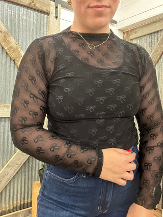 Bow Lace Layering Long Sleeve Top
