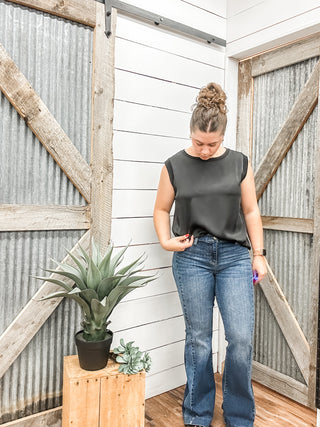 Sleeveless Woven to Knit Shirt