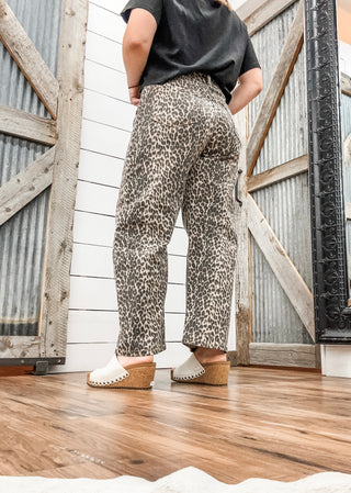 Leopard Print Barrel Jean