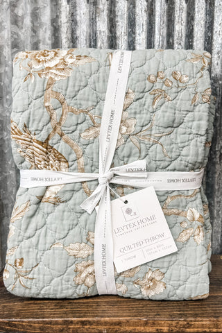 Lyon Teal Quilted Throw Blanket