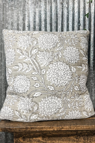 Adare Taupe Quilted Square Pillow - 18x18