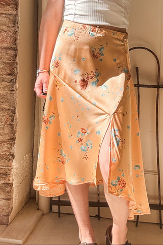 Orange Creamsicle Floral Maxi Skirt