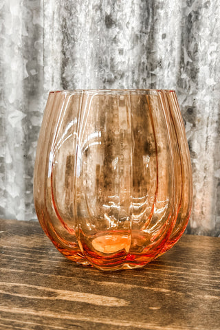 22 Oz. Stemless Pumpkin Shaped Wine Glass