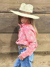 Rose Cactus Print Long Sleeve Snap Shirt