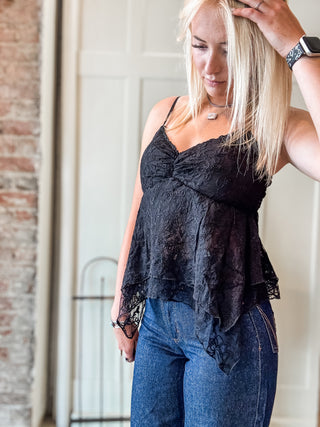 Lace Handkerchief Hem Cami Top
