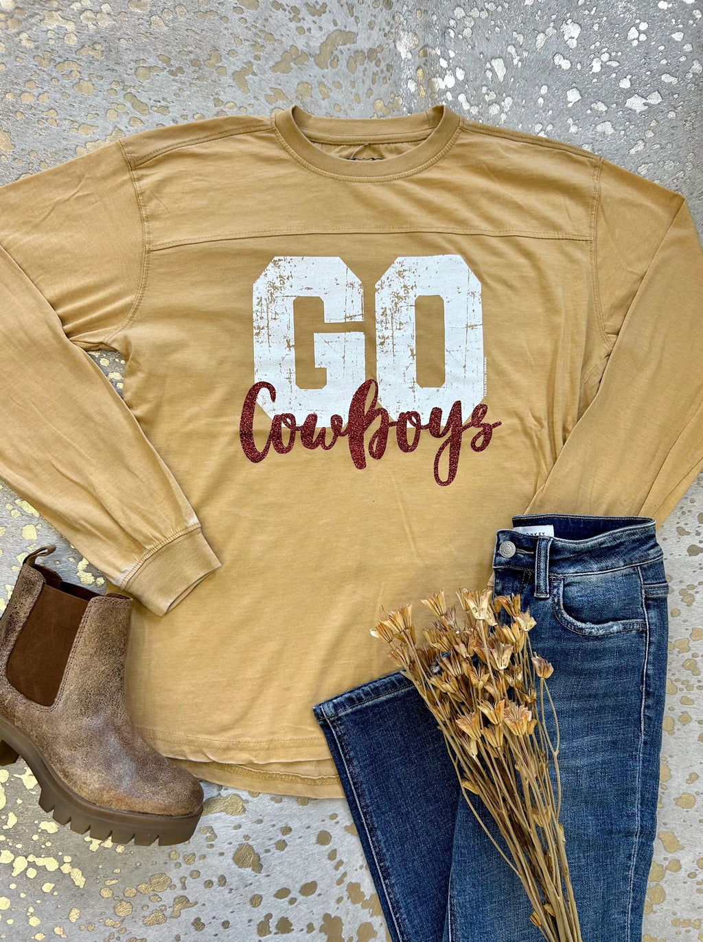 Gold Go Cowboys  Long Sleeve Graphic Tee