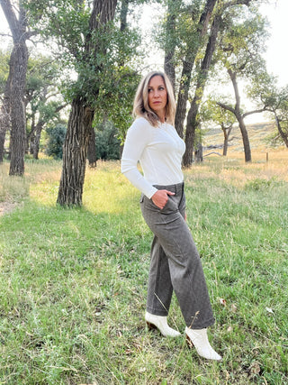 Wide Leg Crop Trouser with Flap Pockets