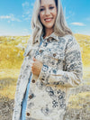 QUILTED PRINTED SHACKET -BLUE SKY