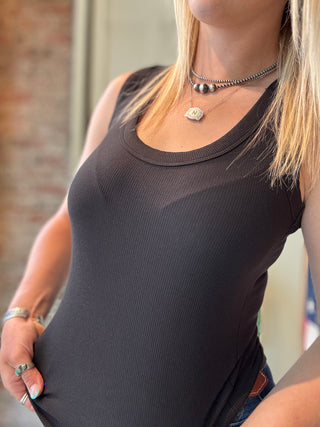 Ribbed U-Neck Tank