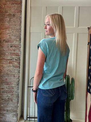 Round Neck Folded Short Sleeve Tee
