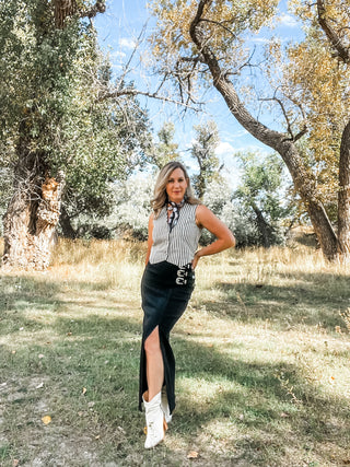 Striped Button Front Vest