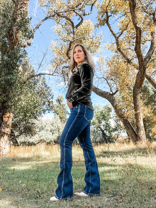 Jacquard High Rise Bootcut Jean