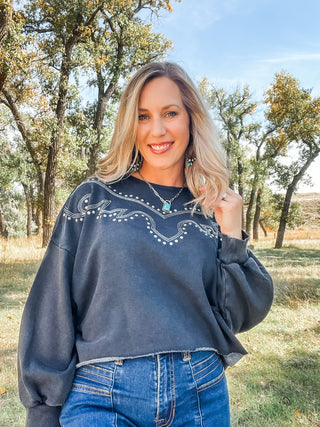 Black Embroidered Sweatshirt