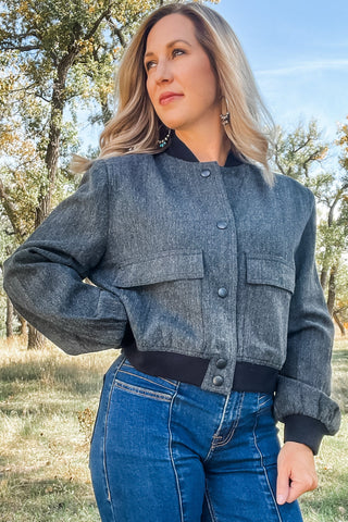 Two Tone Fabric Bomber Jacket