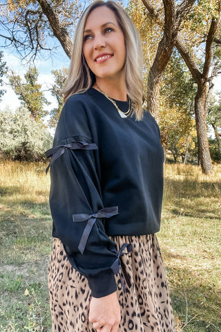 Black Sweater with Tie Details
