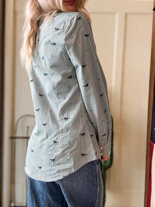 Green Plaid Western Snap Shirt
