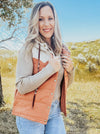 Cream Color Block Plaid Hoodie Vest
