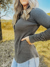 Charcoal Henley Neck Thermal Top