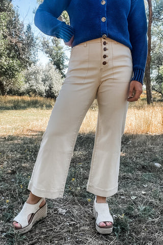 Sophia Curvy Button Fly Wide Crop Jean