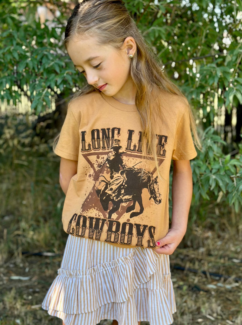 Kids Brown Long Live Cowboys Tee