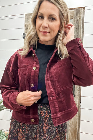 Long Sleeve Button Down Cord Jacket