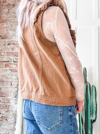 Ruffle Trim Utility Vest